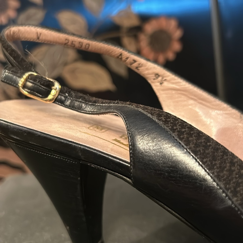 Vintage Bruno Magli black slingback heels size 9.5 - Picture 8 of 17